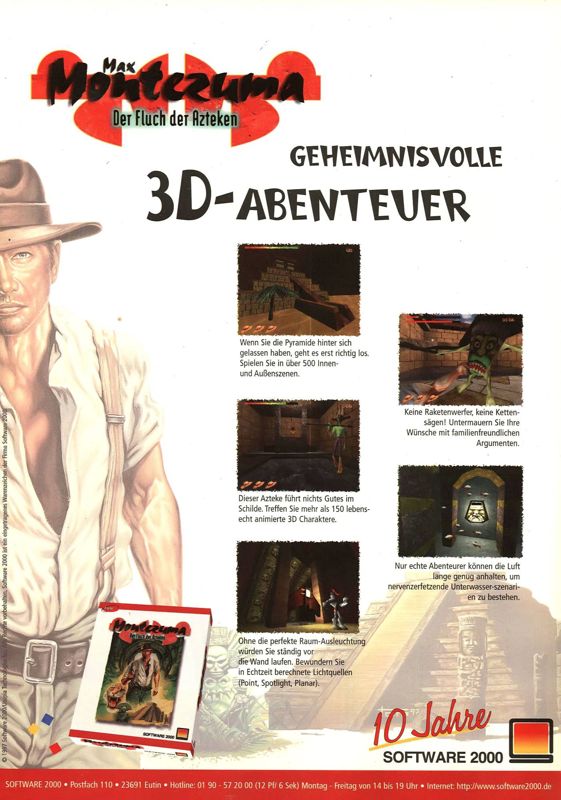 Montezuma's Return Magazine Advertisement (Magazine Advertisements): PC Games (Germany), Issue 11/1997