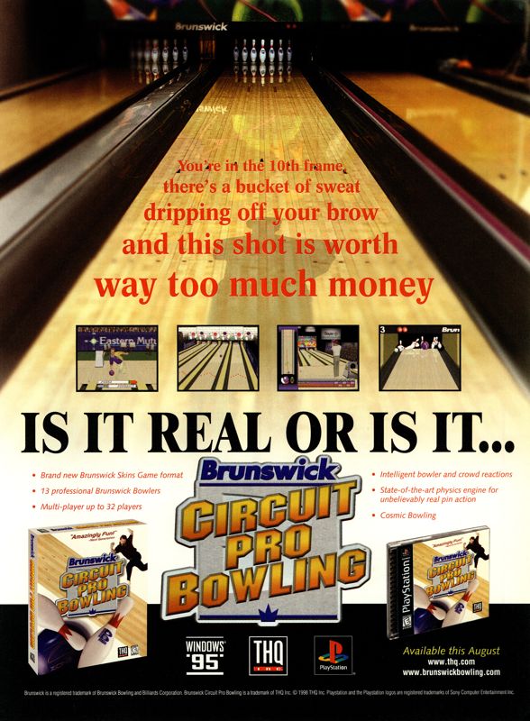 Brunswick Circuit Pro Bowling Magazine Advertisement (Magazine Advertisements): Next Generation (U.S.) Issue #44 (August 1998)