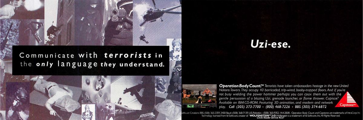 Operation Body Count Magazine Advertisement (Magazine Advertisements): Computer Gaming World (US), Issue 124 (November 1994)