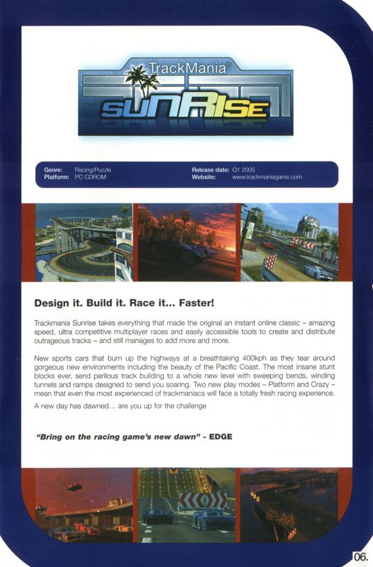 TrackMania Sunrise Catalogue (Catalogue Advertisements): Digital Jesters catalogue