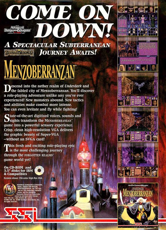 Menzoberranzan Magazine Advertisement (Magazine Advertisements): Computer Gaming World (US), Issue 124 (November 1994)