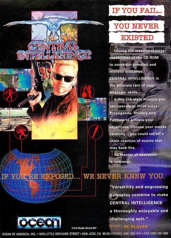 Central Intelligence Magazine Advertisement (Magazine Advertisements): Computer Gaming World (US), Issue 124 (November 1994)
