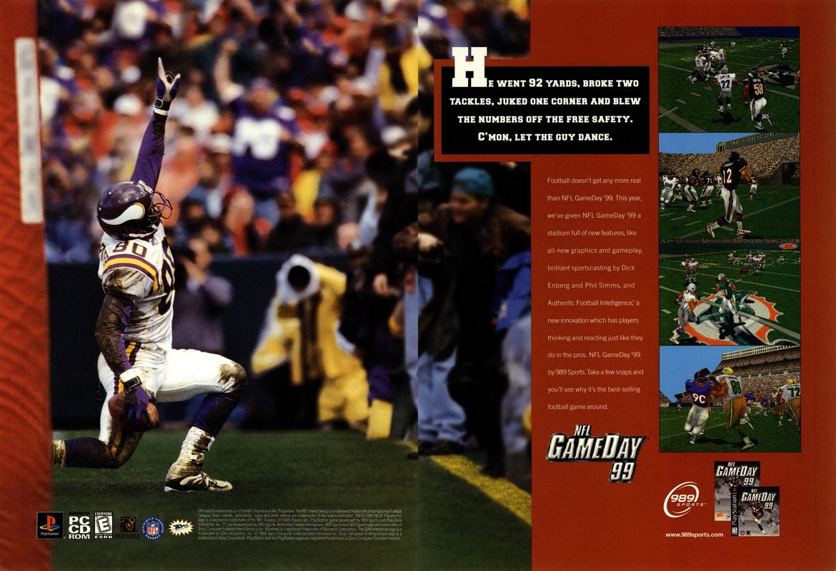 NFL GameDay 99 Magazine Advertisement (Magazine Advertisements): Next Generation (U.S.) Issue #45 (September 1998)
