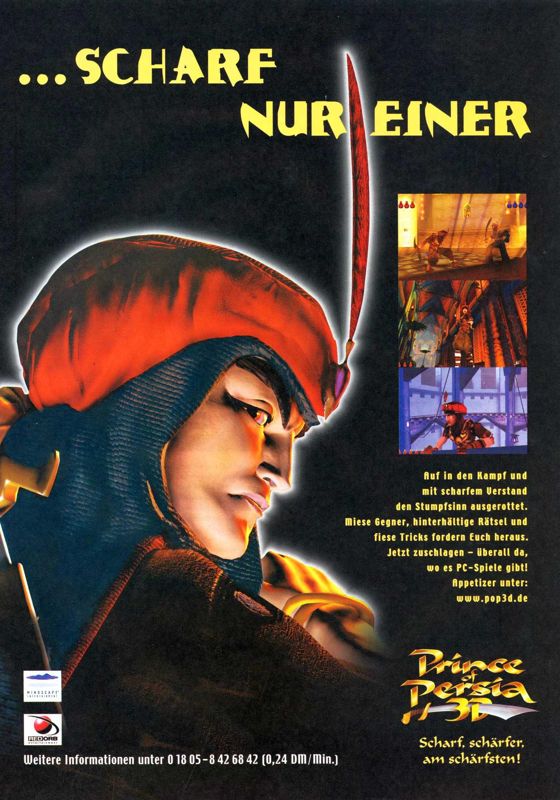 Prince of Persia 3D Magazine Advertisement (Magazine Advertisements): PC Games (Germany), Issue 11/1999 Part 2