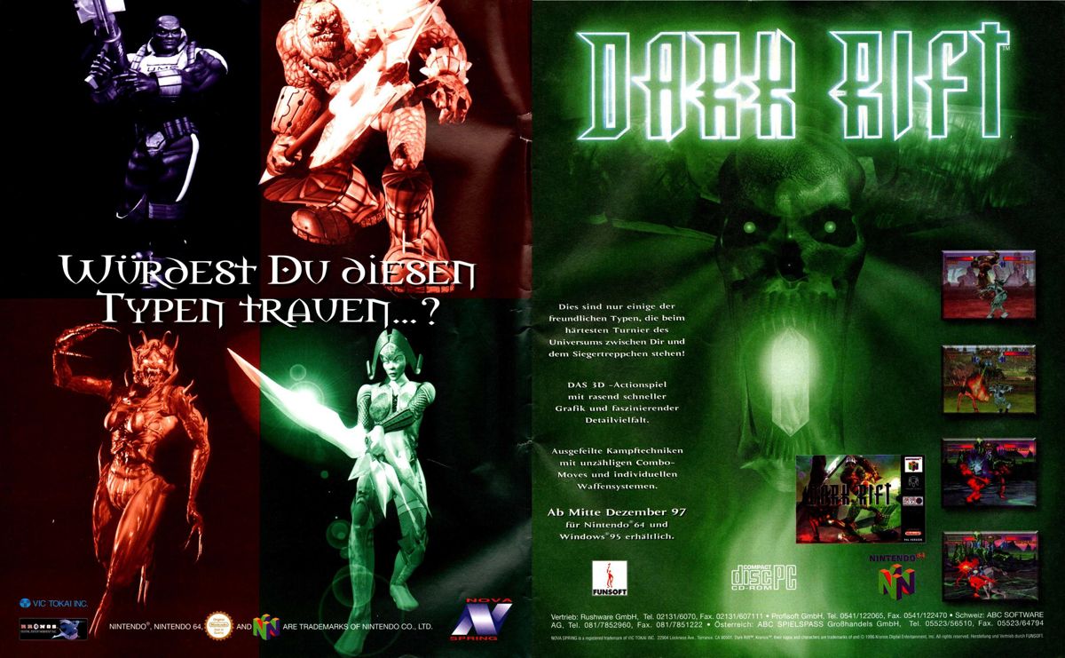Dark Rift Magazine Advertisement (Magazine Advertisements): 64 Power (Germany), Issue 01/1998