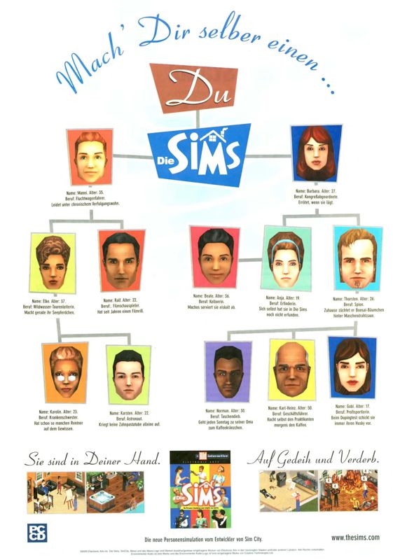 The Sims Magazine Advertisement (Magazine Advertisements): PC Games (Germany), Issue 04/2000