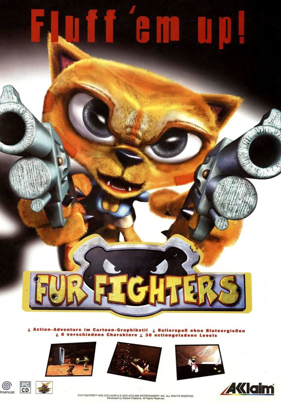 Fur Fighters Magazine Advertisement (Magazine Advertisements): PC Games (Germany), Issue 11/2000