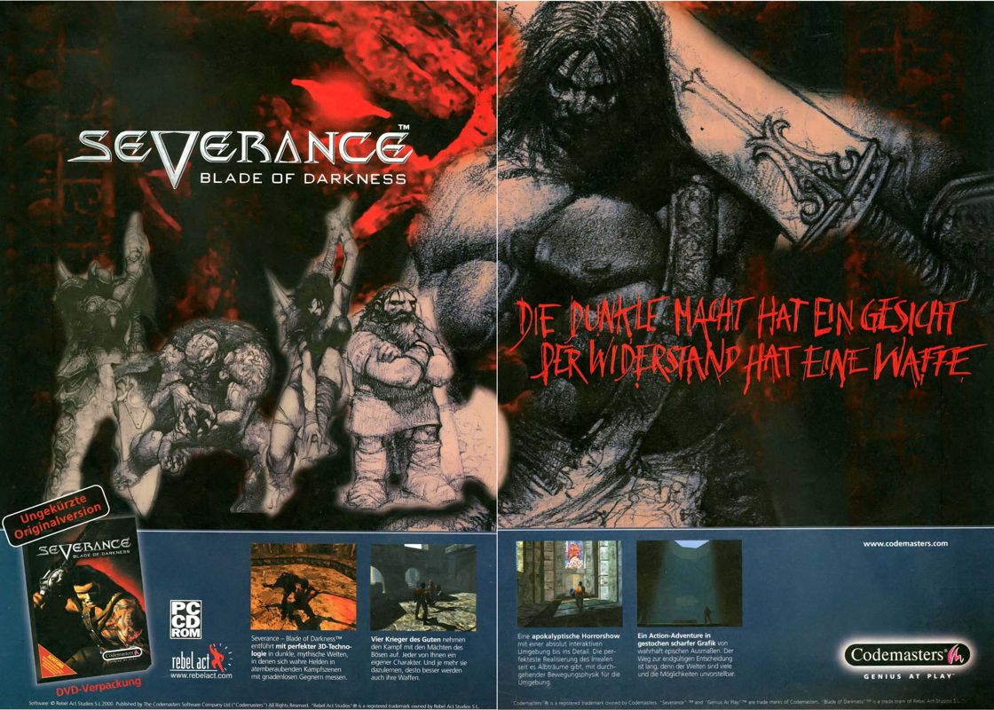Blade of Darkness Magazine Advertisement (Magazine Advertisements): PC Games (Germany), Issue 04/2001
