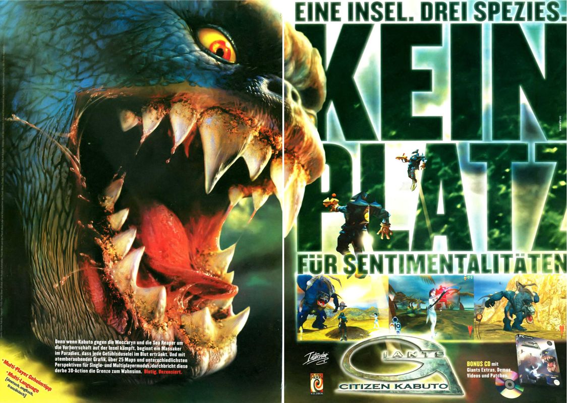 Giants: Citizen Kabuto Magazine Advertisement (Magazine Advertisements): PC Games (Germany), Issue 03/2001