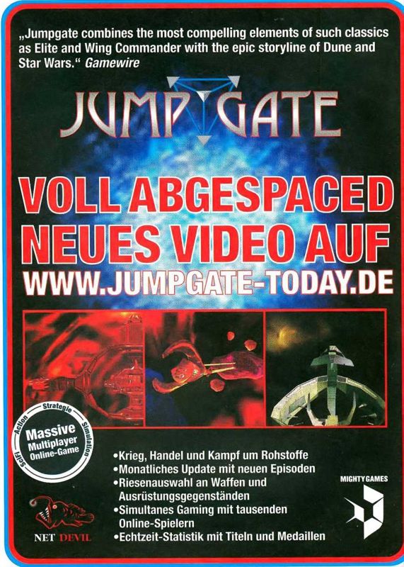 Jumpgate: The Reconstruction Initiative Magazine Advertisement (Magazine Advertisements): PC Games (Germany), Issue 06/2001