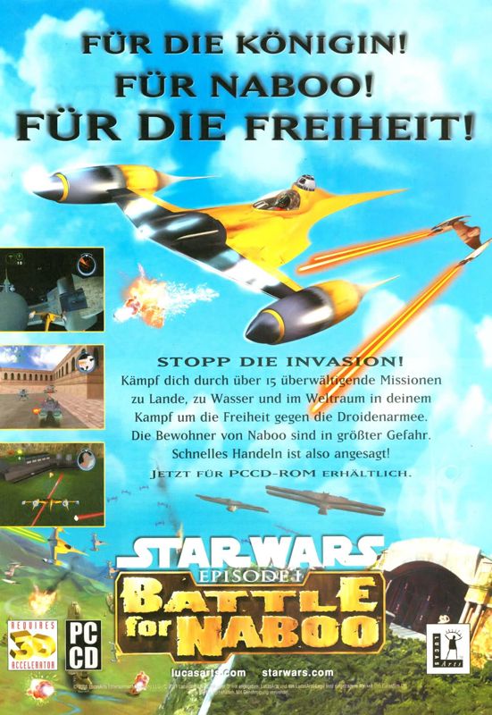 Star Wars: Episode I - Battle for Naboo Magazine Advertisement (Magazine Advertisements): PC Games (Germany), Issue 05/2001