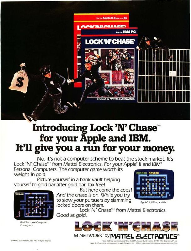 Lock 'n' Chase Magazine Advertisement (Magazine Advertisements): Softside (US), Issue 44 (September 1983)