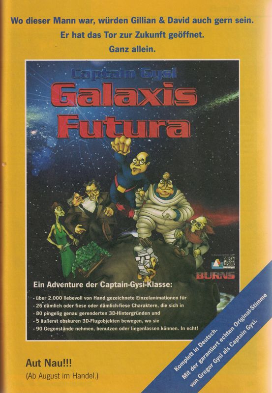 Captain Gysi: Galaxis Futura Magazine Advertisement (Magazine Advertisements): CD-Rom & Multimedia (Germany), Issue 12/1998