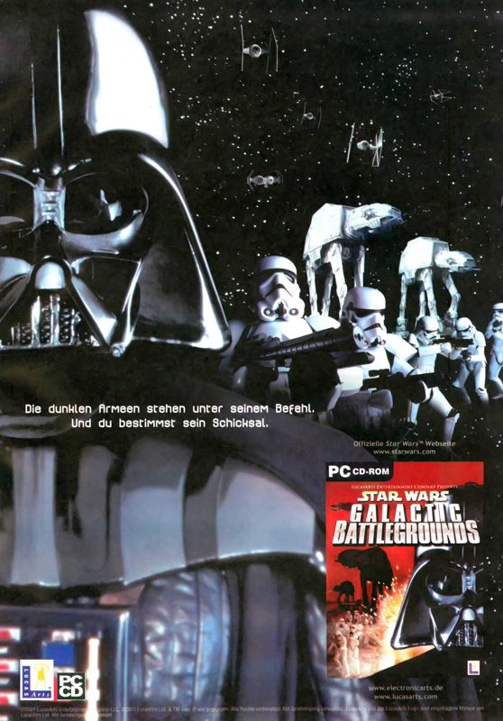 Star Wars: Galactic Battlegrounds Magazine Advertisement (Magazine Advertisements): PC Games (Germany), Issue 12/2001