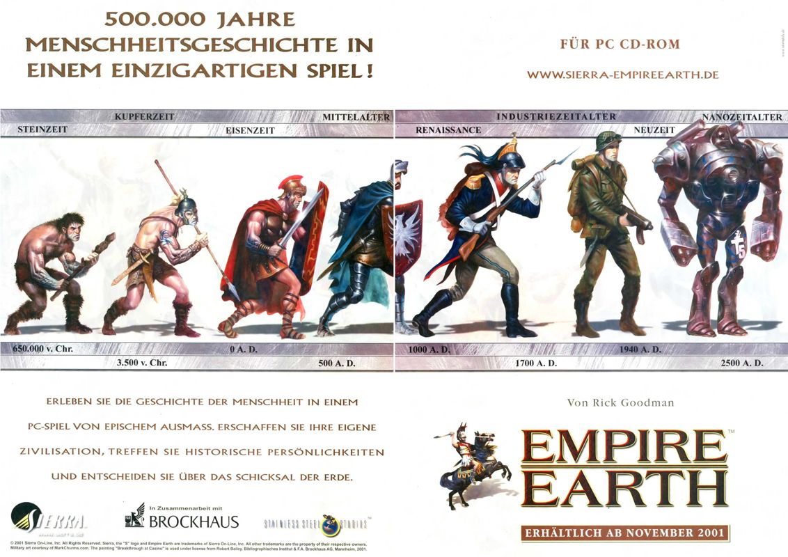 Empire Earth Magazine Advertisement (Magazine Advertisements): PC Games (Germany), Issue 12/2001