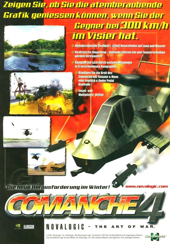 Comanche 4 Magazine Advertisement (Magazine Advertisements): PC Games (Germany), Issue 12/2001