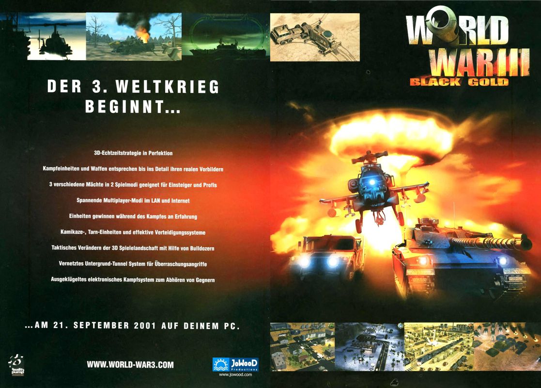 World War III: Black Gold Magazine Advertisement (Magazine Advertisements): PC Games (Germany), Issue 10/2001