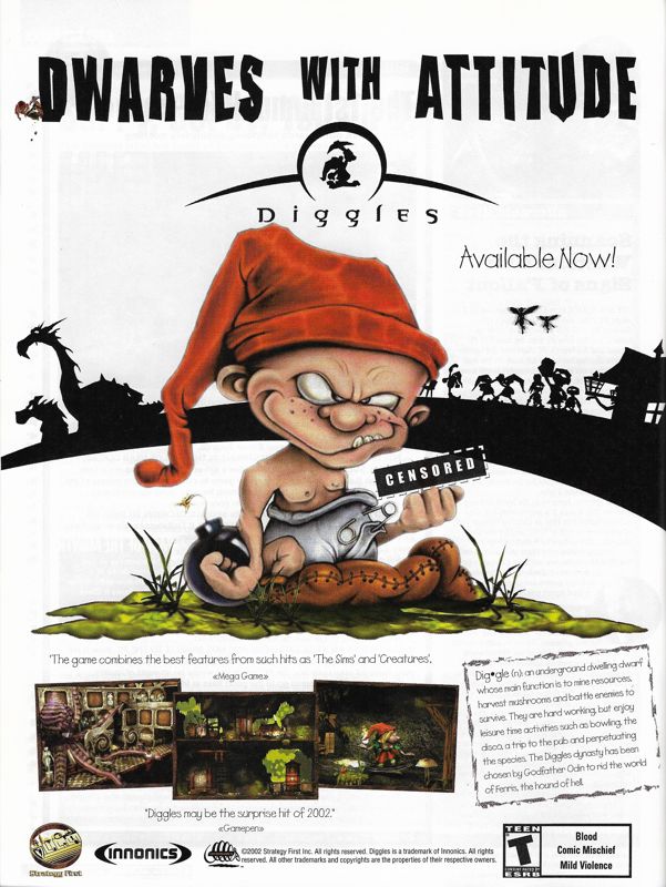 Diggles: The Myth of Fenris Magazine Advertisement (Magazine Advertisements): PC Gamer (United States), Issue 95 (March 2002)