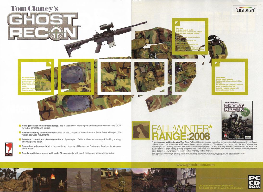 Tom Clancy's Ghost Recon Magazine Advertisement (Magazine Advertisements): PC Gamer (Sweden), Issue 60 (December 2001)
