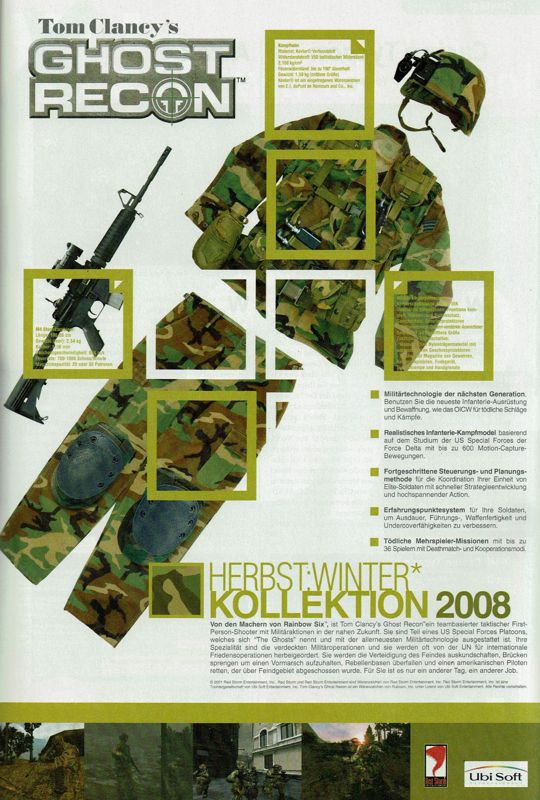 Tom Clancy's Ghost Recon Magazine Advertisement (Magazine Advertisements): GameStar (Germany), Issue 04/2002