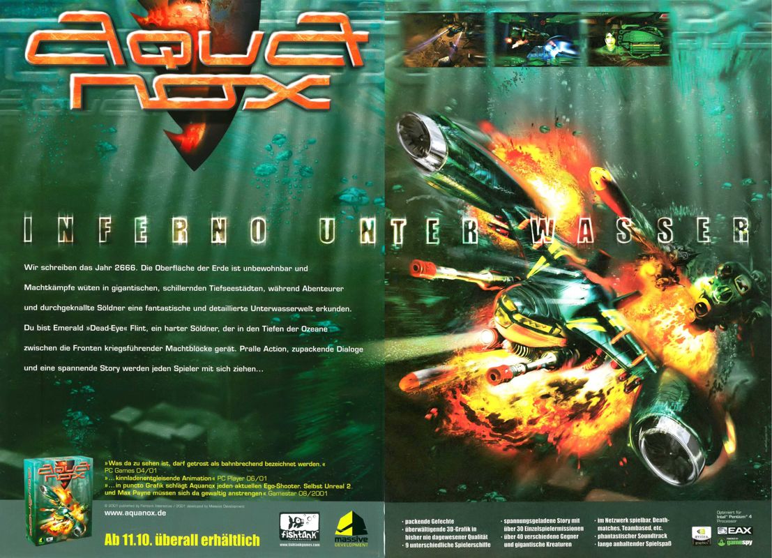 AquaNox Magazine Advertisement (Magazine Advertisements): PC Games (Germany), Issue 11/2001