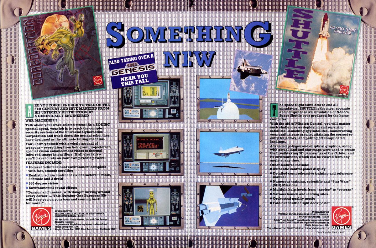 Corporation Magazine Advertisement (Magazine Advertisements): Computer Gaming World (US), Number 85 (August 1991)
