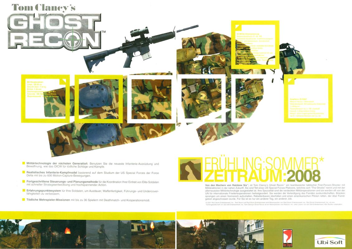 Tom Clancy's Ghost Recon Magazine Advertisement (Magazine Advertisements): PC Games (Germany), Issue 12/2001