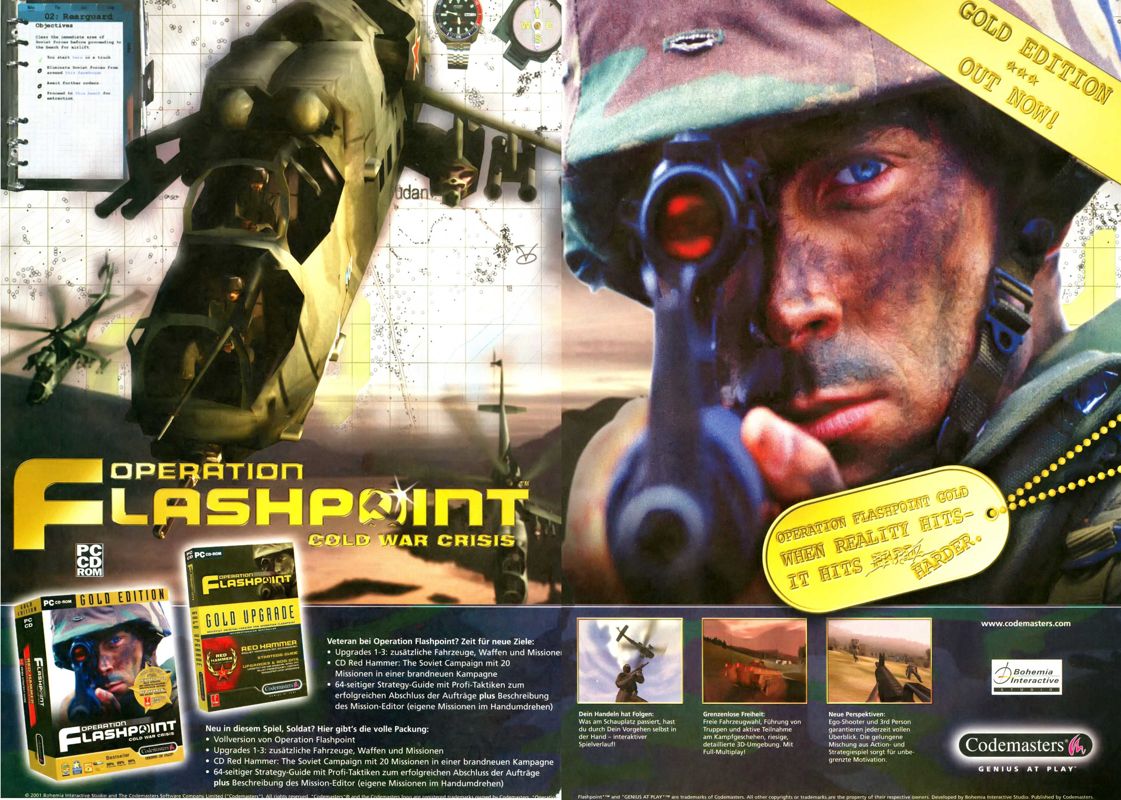 Operation Flashpoint: Gold Upgrade Magazine Advertisement (Magazine Advertisements): PC Games (Germany), Issue 01/2002