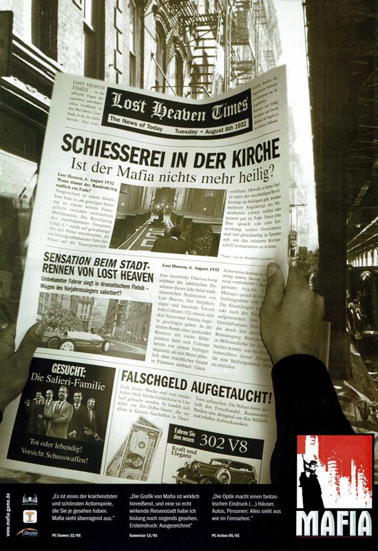 Mafia Magazine Advertisement (Magazine Advertisements): GameStar (Germany), Issue 04/2002
