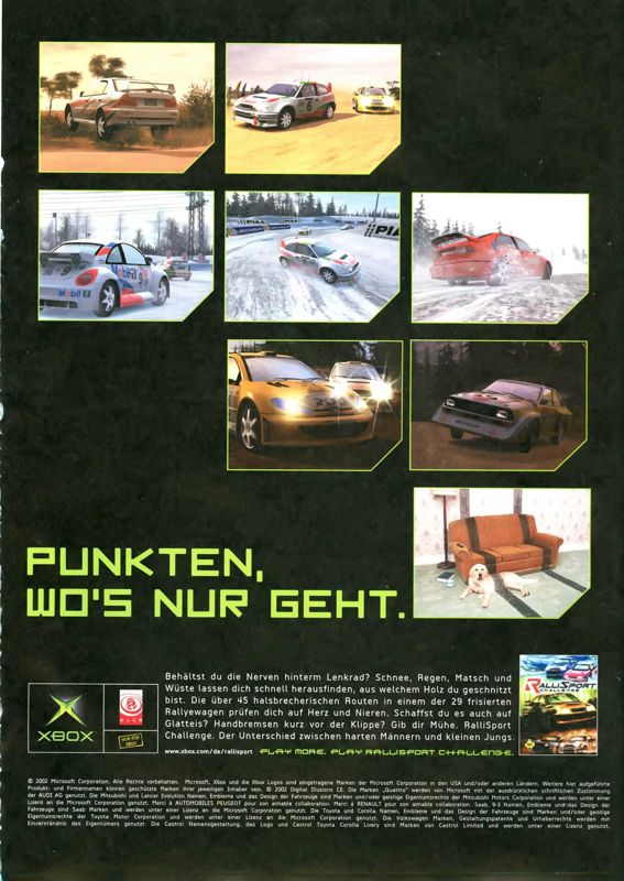 RalliSport Challenge Magazine Advertisement (Magazine Advertisements): PC Games (Germany), Issue 04/2002