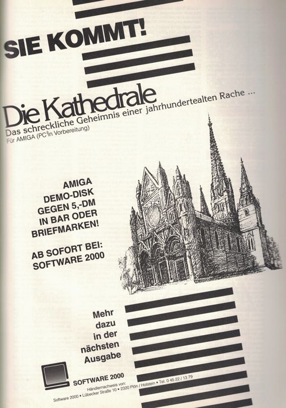Die Kathedrale Magazine Advertisement (Magazine Advertisements): Amiga Joker (Germany), Issue 9/1991