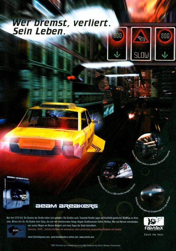 Beam Breakers Magazine Advertisement (Magazine Advertisements): PC Games (Germany), Issue 06/2002
