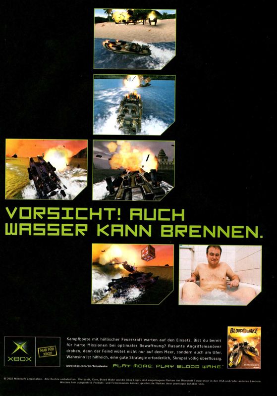 Blood Wake Magazine Advertisement (Magazine Advertisements): PC Games (Germany), Issue 06/2002