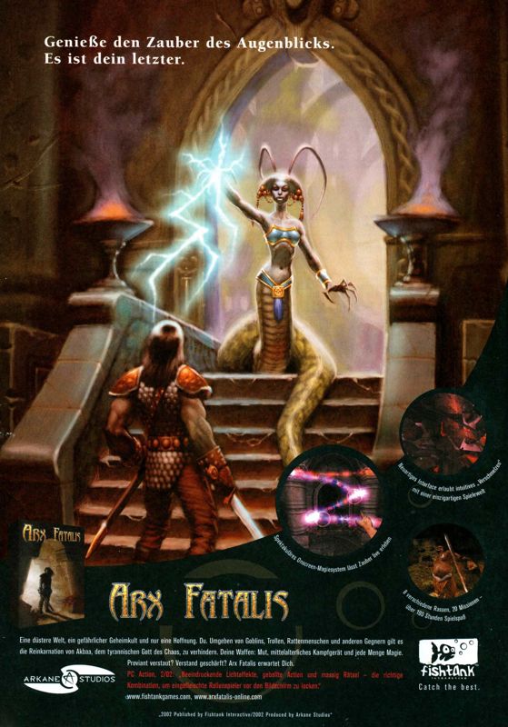 Arx Fatalis Magazine Advertisement (Magazine Advertisements): PC Games (Germany), Issue 06/2002