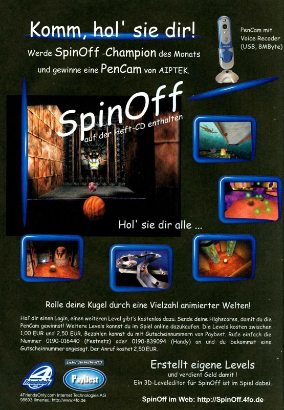 Spin Off Magazine Advertisement (Magazine Advertisements): PC Games (Germany), Issue 05/2002
