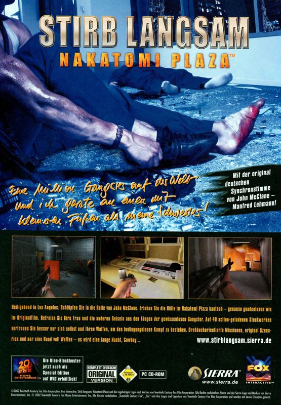 Die Hard: Nakatomi Plaza Magazine Advertisement (Magazine Advertisements): PC Games (Germany), Issue 07/2002