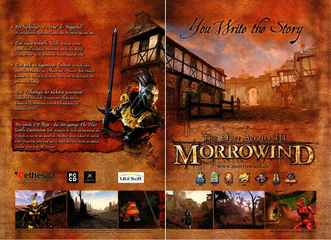 The Elder Scrolls III: Morrowind Magazine Advertisement (Magazine Advertisements): PC Games (Germany), Issue 08/2002