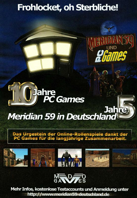 Meridian 59 Magazine Advertisement (Magazine Advertisements): PC Games (Germany), Issue 10/2002