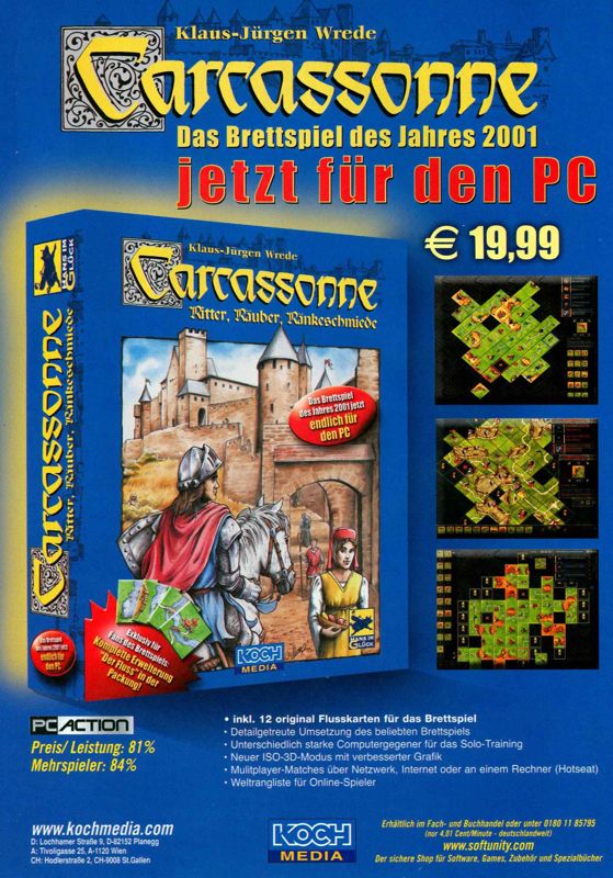 Carcassonne: Ritter, Räuber, Ränkeschmiede Magazine Advertisement (Magazine Advertisements): PC Games (Germany), Issue 02/2003