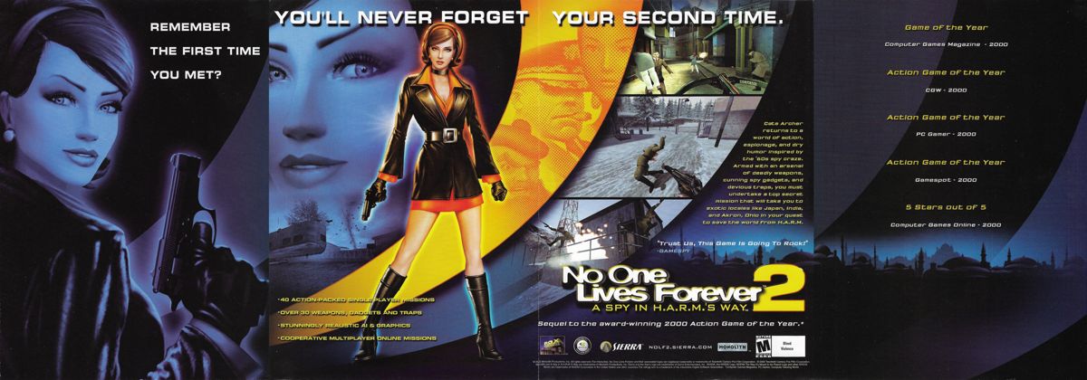No One Lives Forever 2: A Spy in H.A.R.M.'s Way Magazine Advertisement (Magazine Advertisements): PC Gamer (United States), Issue 103 (November 2002)