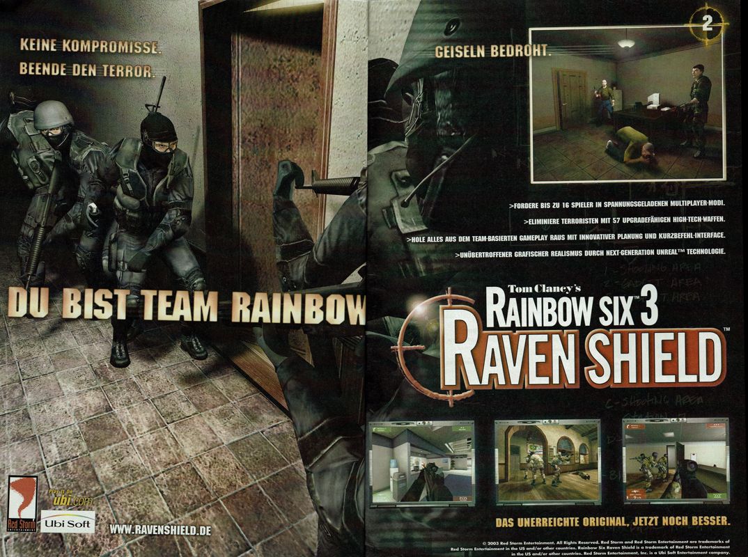 Tom Clancy's Rainbow Six 3: Raven Shield Magazine Advertisement (Magazine Advertisements): GameStar (Germany), Issue 03/2003