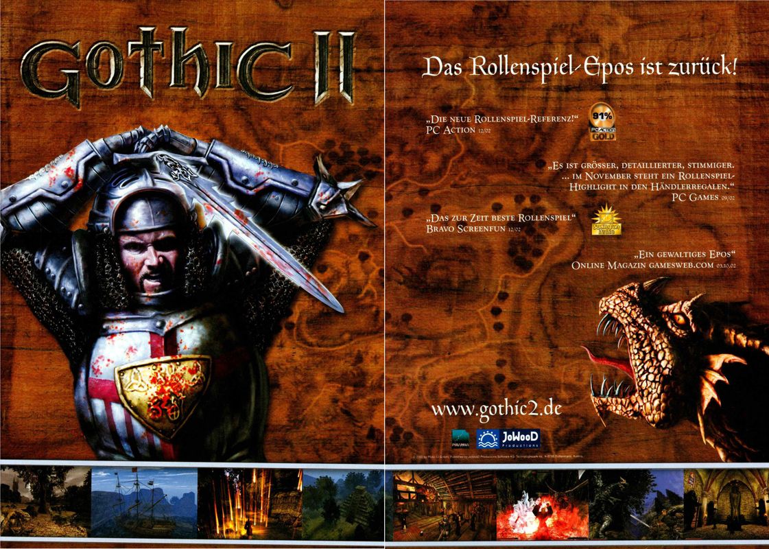 Gothic II Magazine Advertisement (Magazine Advertisements): PC Games (Germany), Issue 01/2003