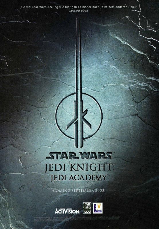 Star Wars: Jedi Knight - Jedi Academy Magazine Advertisement (Magazine Advertisements): PC Games (Germany), Issue 10/2003