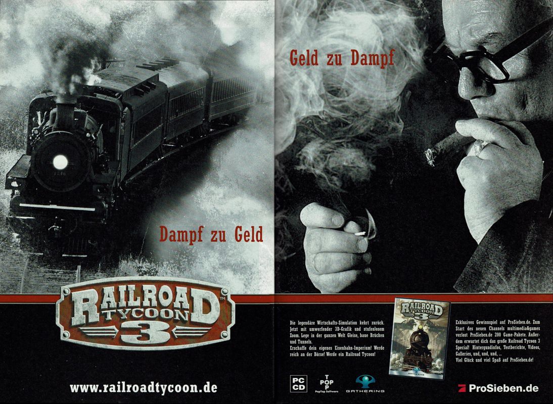 Railroad Tycoon 3 Magazine Advertisement (Magazine Advertisements): GameStar (Germany), Issue 11/2003
