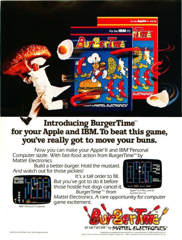 BurgerTime Magazine Advertisement (Magazine Advertisements): Softside (US), Issue 44 (September 1983)