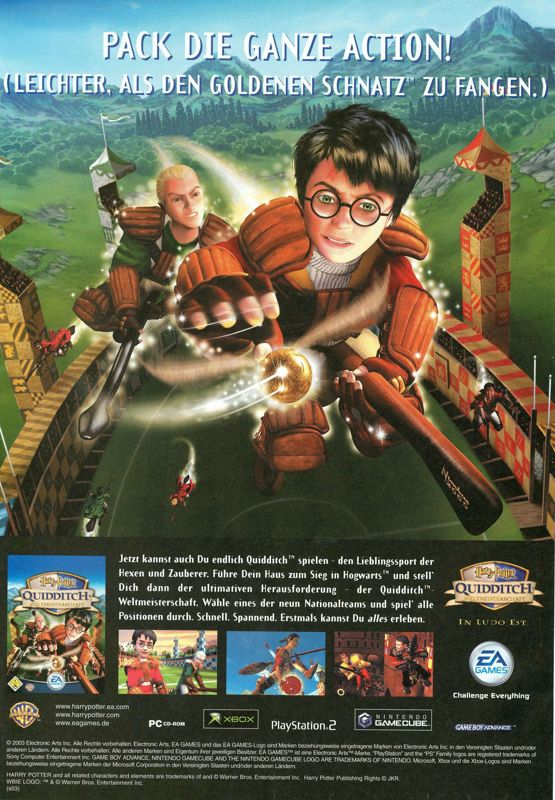 Harry Potter: Quidditch World Cup Magazine Advertisement (Magazine Advertisements): PC Games (Germany), Issue 03/2004