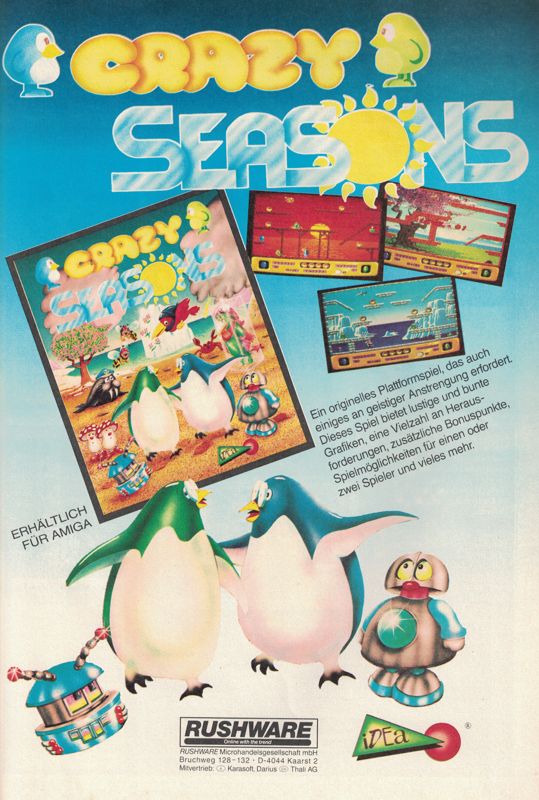 Crazy Seasons Magazine Advertisement (Magazine Advertisements): Amiga Joker (Germany), Issue 7/1992
