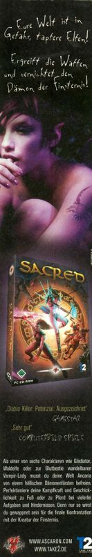 Sacred Magazine Advertisement (Magazine Advertisements): PC Games (Germany), Issue 03/2004