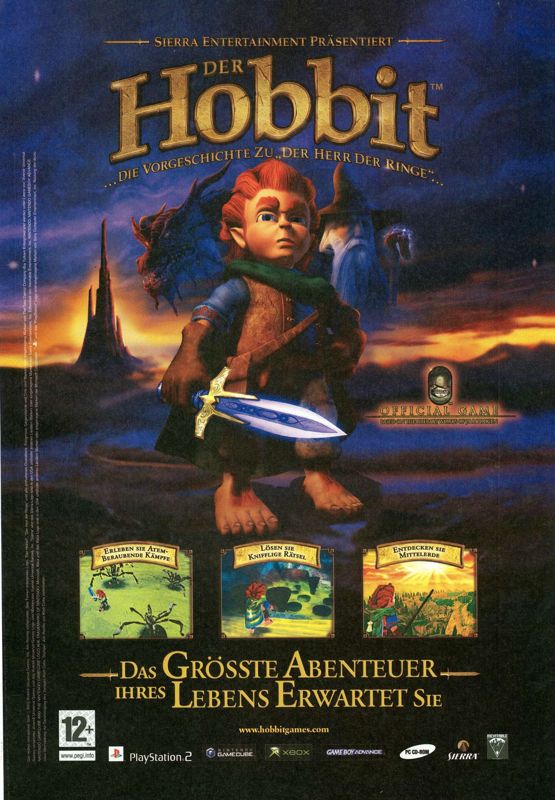 The Hobbit Magazine Advertisement (Magazine Advertisements): PC Games (Germany), Issue 03/2004