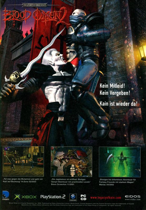 The Legacy of Kain Series: Blood Omen 2 Magazine Advertisement (Magazine Advertisements):<br> big.N (Germany), Issue 03/2003